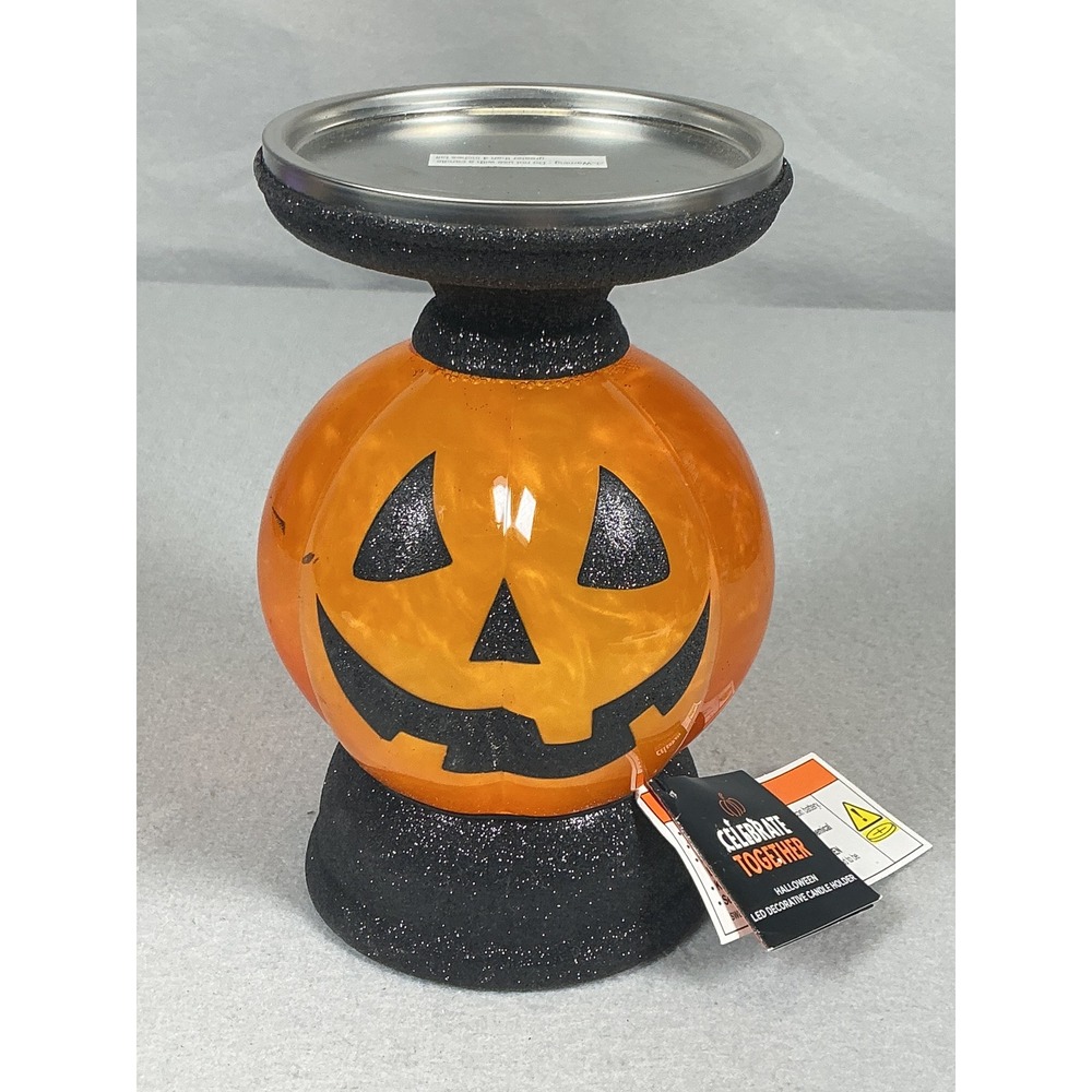 Celebrate Together Halloween LED Jack O Lantern Pumpkin Candle Holder Light NEW